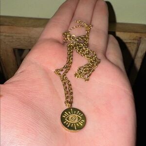 Gold Eye Motif Ring & Necklace Set